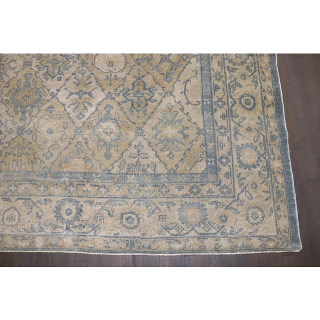 Chinese Early 20th Century Lovely Blue Tan Chinese Geometric Rug - 10' x 13'3" For Sale - Image 3 of 12