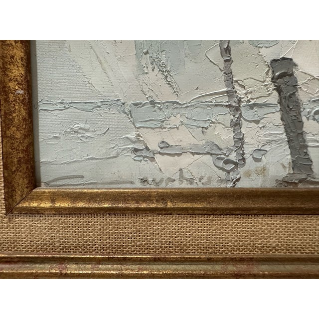 Original Signed Frech Impasto Oil Painting Boat on Lake Gilt Frame For Sale In Atlanta - Image 6 of 11