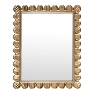 Matthew Izzo Home Eliza Gold Leaf Scalloped Framed Wall Mirror For Sale