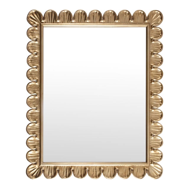 Matthew Izzo Home Eliza Gold Leaf Scalloped Framed Wall Mirror For Sale