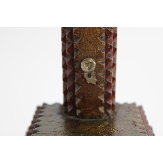 Rare Antique French Tramp Art Standing Crucifix, Hand Carved Folk Art For Sale - Image 15 of 15