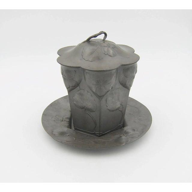 Art Nouveau Antique Orivit Jugendstil Biscuit Barrell With Under-Plate For Sale - Image 3 of 13