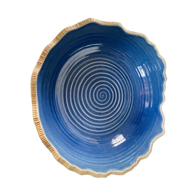 Contemporary Thai Rustic Blue Wood-Ash Glazed Pottery Bowl For Sale - Image 10 of 10