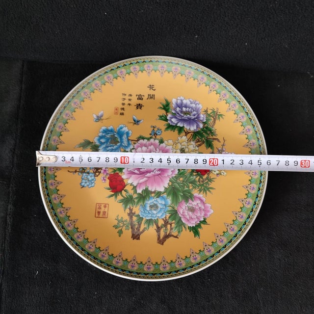 White Chinese Ceramic Plate,Famille Rose Porcelain Plate Hand Painted Peony Flowers Pattern For Sale - Image 8 of 10