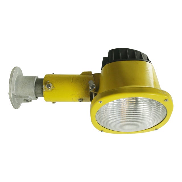 Airport Runway Sconce in Yellow Metal and Glass For Sale