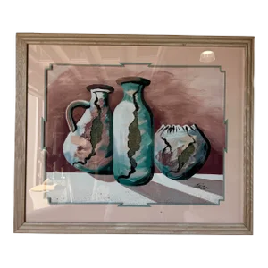 Large Vintage Paro Southwestern Native American Still Life Painting, Framed