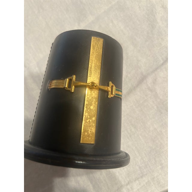Vintage Gucci Horsebit Leather Desk Pen Holder, Made in Italy For Sale In Los Angeles - Image 6 of 7
