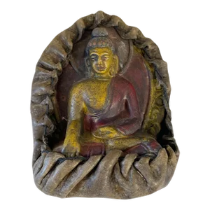 Nepalese Buddha With Genuine Yak Leather Pendant Wall Decor 14" H