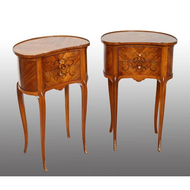 Antique Nightstands in Exotic Woods, France, 20th Century, Set of 2 For Sale - Image 6 of 6