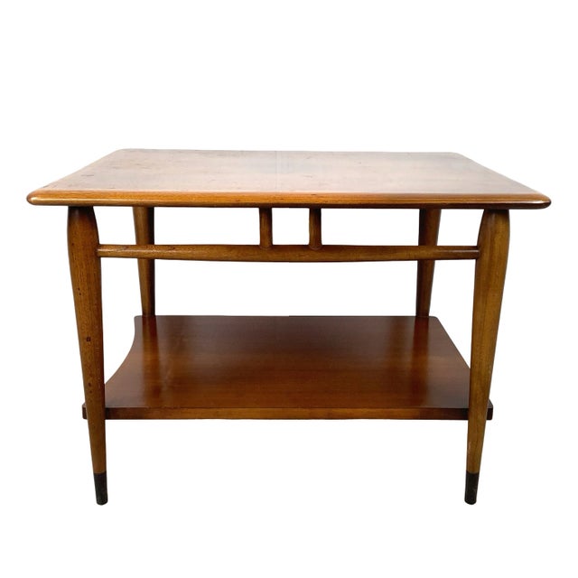 Vintage Lane Acclaim Two-Tier End Table by Andre Bus | Walnut & Oak Dovetail Inlay For Sale - Image 14 of 18