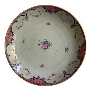 Large Antique 18th Century Chinese Export Porcelain Plate/ Bowl/ Famille Rose For Sale
