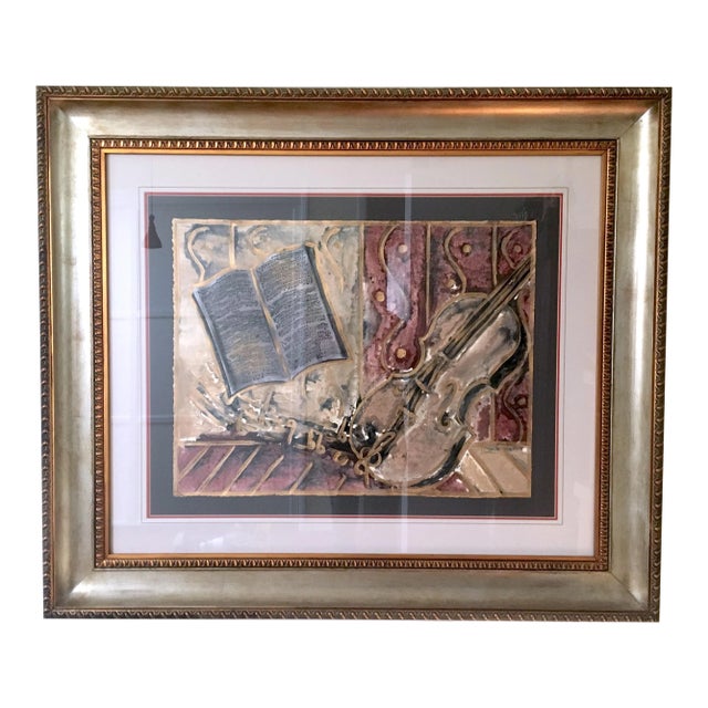 1990s "Symphony II" Abstract Mixed-Media Painting by Joyce Combs, Framed For Sale