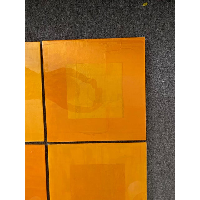 Contemporary Original Orange Resin Paintings on Board by Varga, 2003 - Set of 6 For Sale - Image 3 of 10