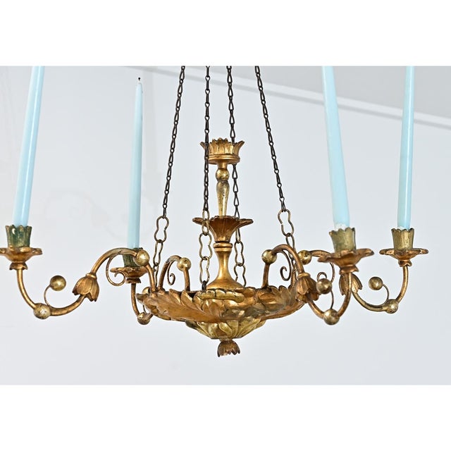 19th Century Neoclassical Giltwood Candle Chandelier For Sale - Image 12 of 12