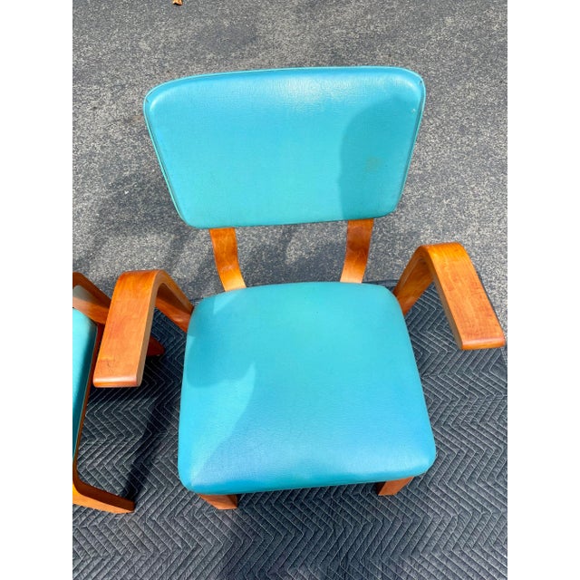 Wood 1950s Thonet Mid Century Modern Bent Plywood Arm Chairs - Set of 4 For Sale - Image 7 of 12