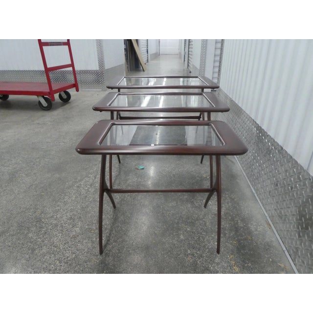 Italian Mid Century Nesting Tables Manner of Ico Parisi - Set of 3 For Sale - Image 9 of 13