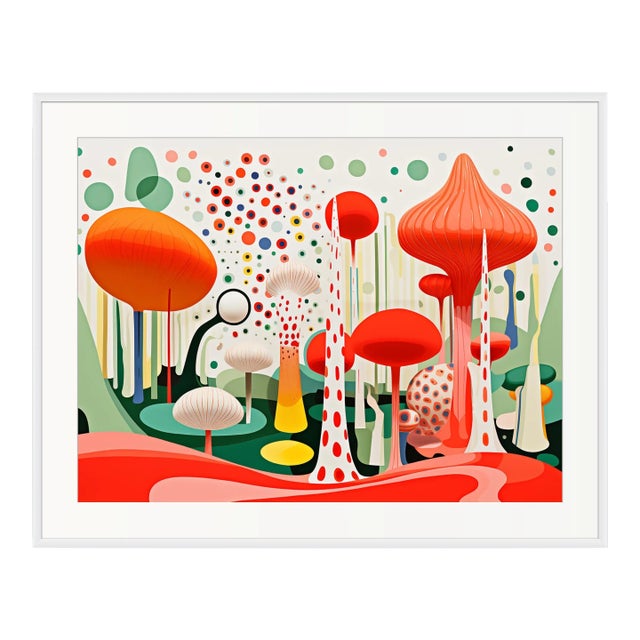 Contemporary 'Landscape With Mashrooms' in the Style of Yayoi Kusama - Framed Limited Edition Fine Art Print For Sale