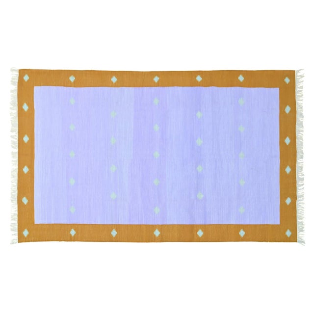 Textile Kolkata Rug, 6' x 9', Persimmon, Seaglass and Lavender For Sale - Image 7 of 7