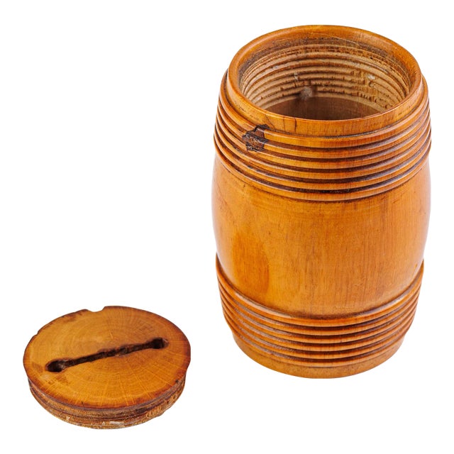 1860 Antique Victorian Treen Money Barrel For Sale