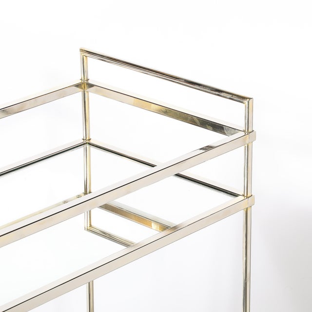 Mid-Century Modern Two-Tier Bar Cart in Antiqued Nickel Finish For Sale - Image 12 of 18