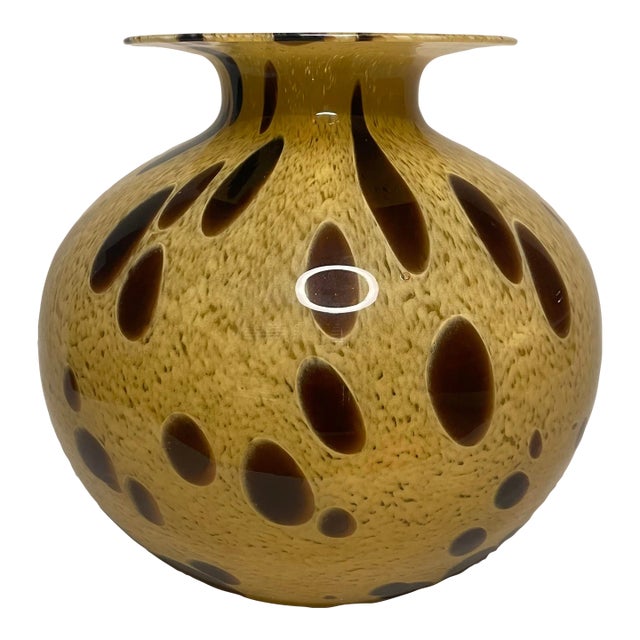 Vintage Italian Art Glass Maestri Vetrai Vase, Oxblood & Gold For Sale