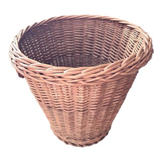Vintage Mid-Late 20th Century Wicker Wastebasket For Sale