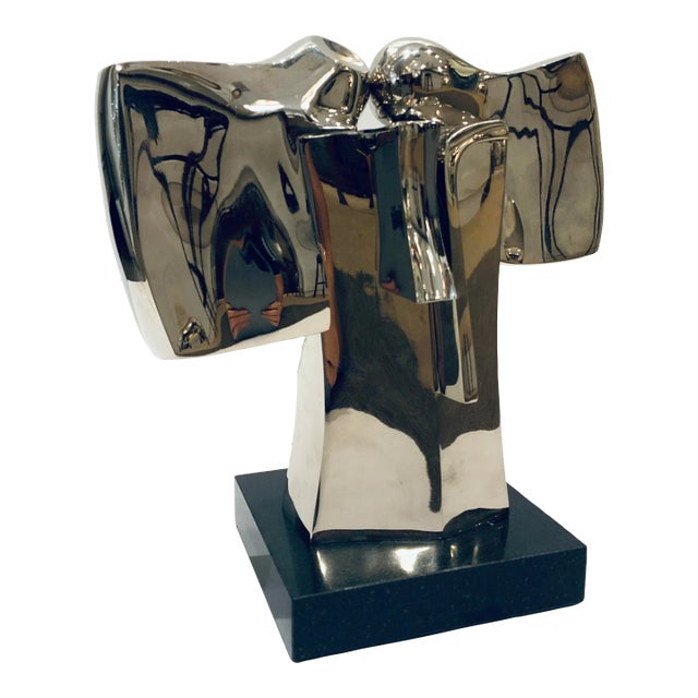 Global Views Abstract Modern Polished Nickel Sculpture For Sale