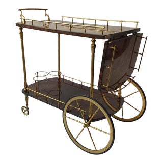 1970s Aldo Tura Brown Goatskin Bar Cart For Sale