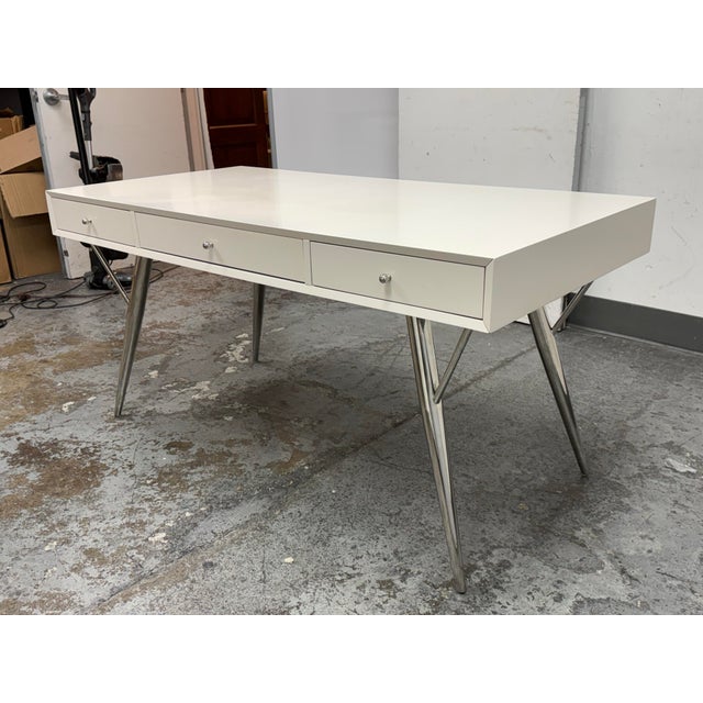 Design Plus Gallery presents the Sophisticated Contemporary Writing Desk from Hooker Furniture. Finished in pearl white,...