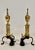 Chippendale Set of 2 Antique Brass Fireplace Andirons by Bennett For Sale - Image 3 of 7