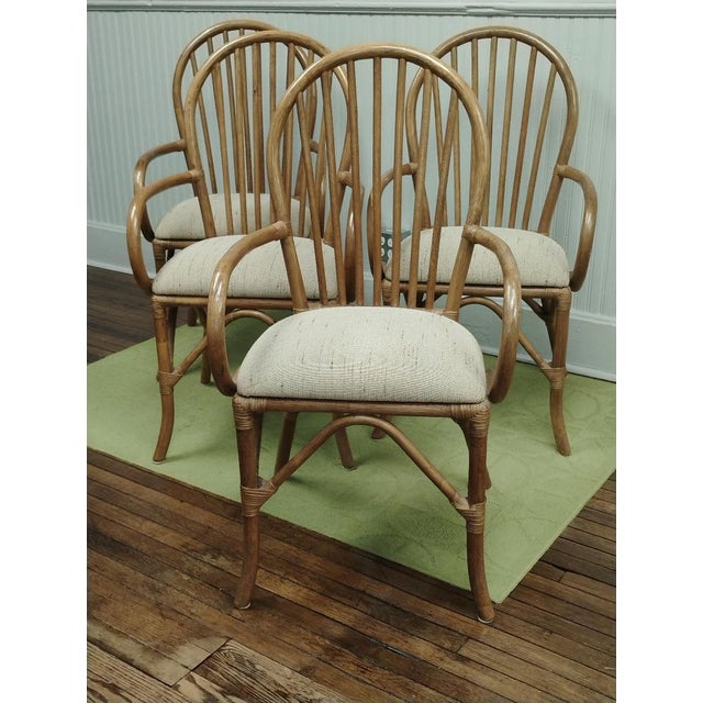 1970s Coastal Mid Century Style Rattan Chairs- Set of 4 For Sale - Image 6 of 10