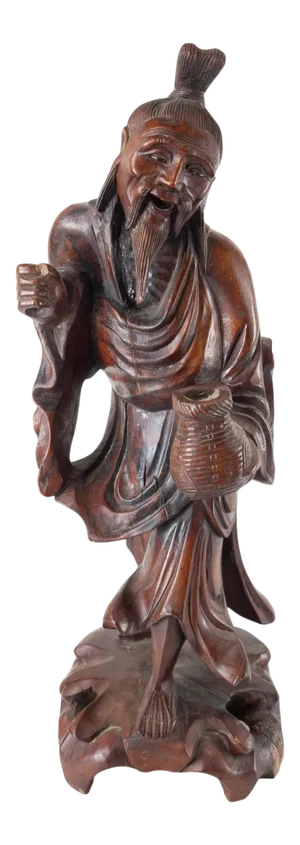 Mid 20th Century Chinese Carved Rosewood Immortal Figure