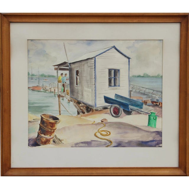 Eve Nethercott, Dock, Watercolor For Sale