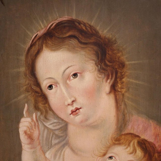 Flemish Artist, Madonna and Child, 1670, Oil on Panel, Framed For Sale - Image 9 of 15