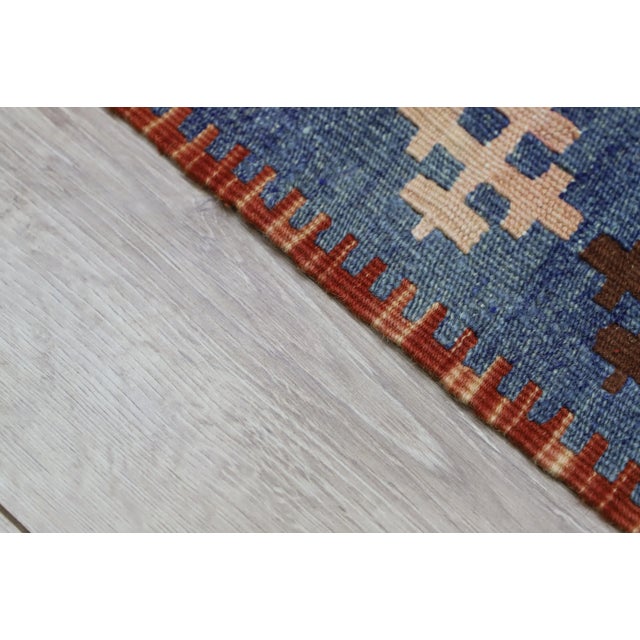 1980s 1980s Tribal Blue Handmade Ethnic Kilim For Sale - Image 5 of 8