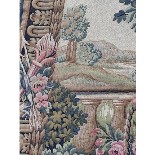 Mid-Century Jacquard Halluin Birds Offering Tapestry in the style of François Boucher, France, 1960s For Sale - Image 14 of 18