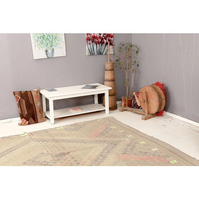 Mid 20th Century Faded Vintage Embroidered Kilim Rug For Sale In Los Angeles - Image 6 of 7