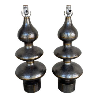 Arteriors Sawer Hammered Lamps - Pair. For Sale
