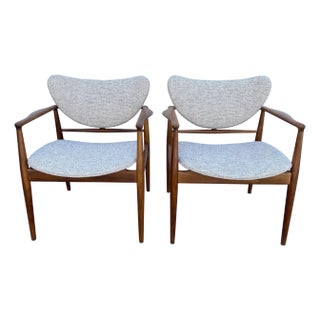 Finn Juhl No. 48 Danish Modern Chairs for Baker, 1950's - A Pair For Sale