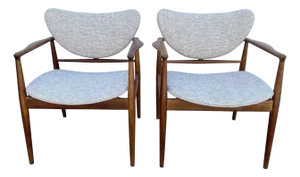 Finn Juhl No. 48 Danish Modern Chairs for Baker, 1950's - A Pair
