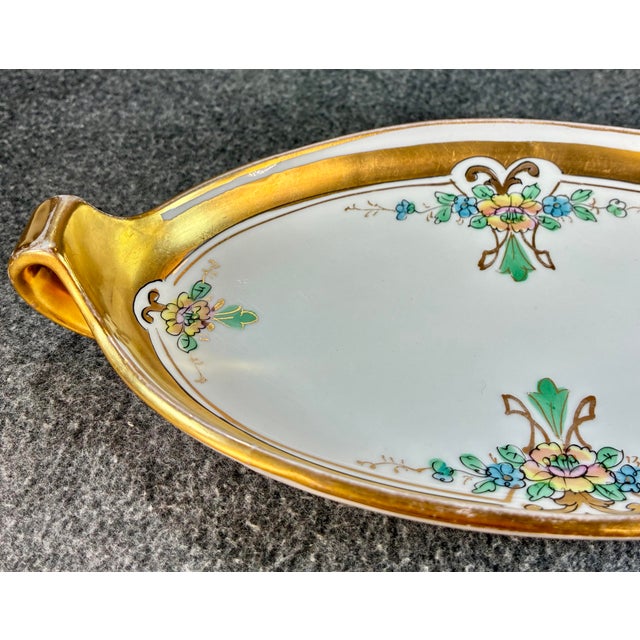 Early 20th Century Antique Pickard Handled Porcelain Oval Serving Dish For Sale - Image 5 of 9