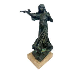 Bessie Potter Vonnoh " Butterflies" Dancing Girl Bronze Sculpture Signed