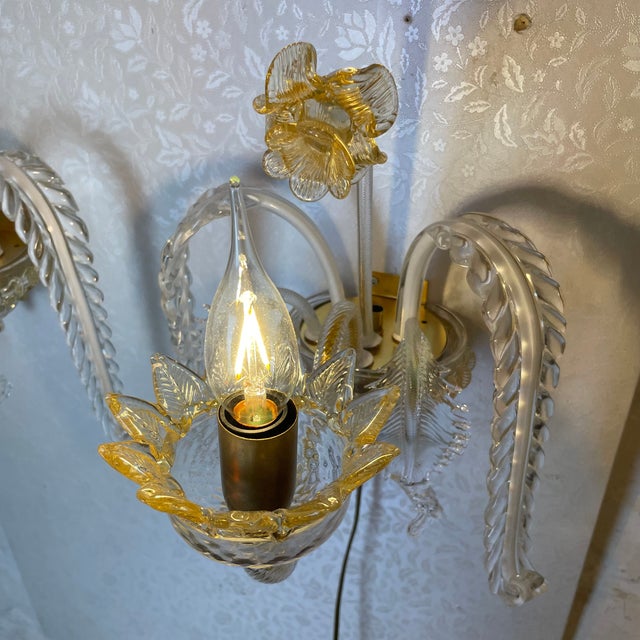 Murano Sconces in the style of Barovier & Toso, 1980s, Set of 2 For Sale - Image 14 of 15