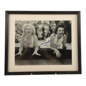 Mid 20th Century Signed B&w Framed Photo of Jane Russell & Marilyn Monroe