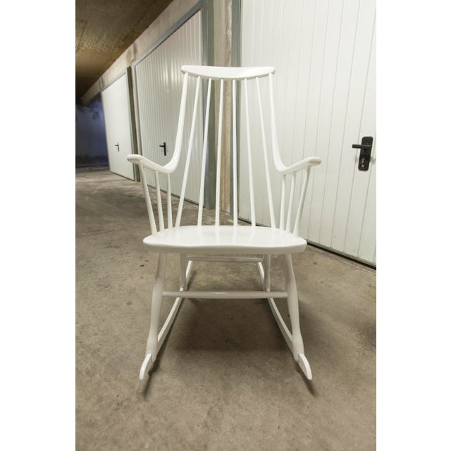 Grandessa Rocking Chair in White Beech attributed to Lena Larsson for Nesto, 1960 For Sale - Image 12 of 18