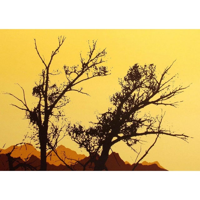 1980s "Afternoon Cottonwoods II" Minimalist Landscape Signed Limited Edition Lithograph Art Print by Jim Boutwell For Sale