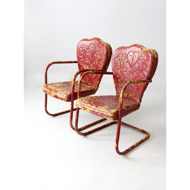 Mid Century Metal Bouncer Patio Lounge Chairs - A Pair For Sale - Image 10 of 13