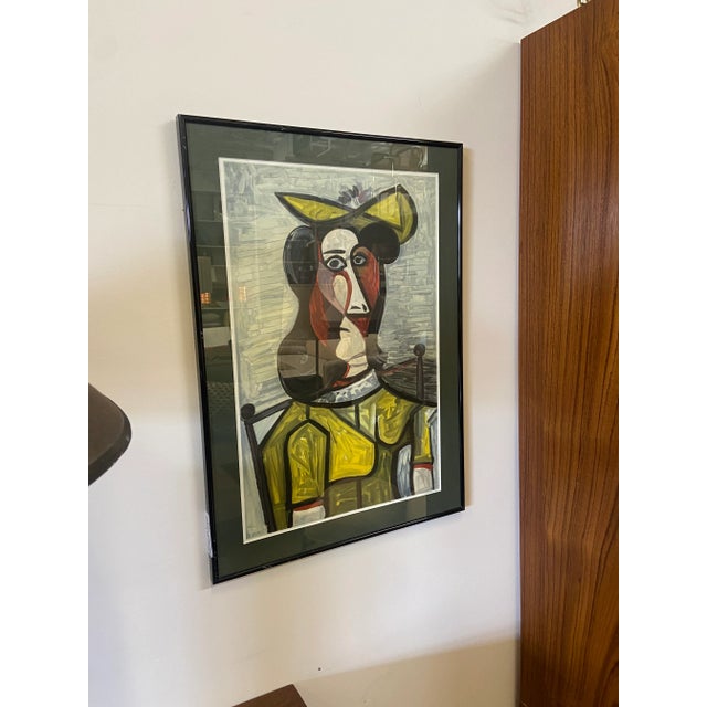 Framed Picasso Lithograph Portrait De Femme Au Chapeau Et a La Robe Vert Jaune From the Marina Picasso Collection Circa 1982 For Sale In Buffalo - Image 6 of 8