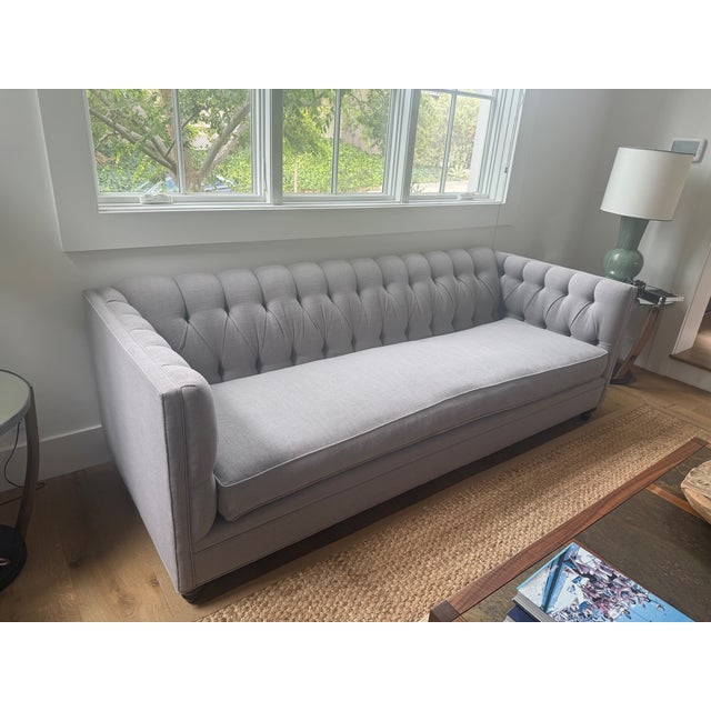 Custom Tufted Sofa With Feather/Down Bench Cushion For Sale - Image 11 of 12