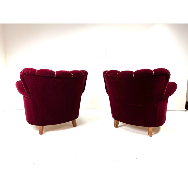 Fritz Hansen Pair of 1940's Swedish Lounge Chairs For Sale - Image 4 of 10